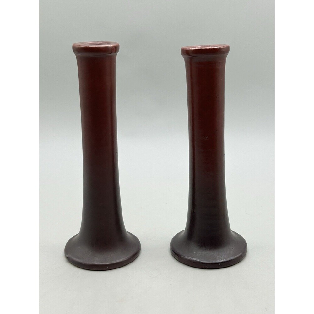 Van Briggle very early 1903-1920 Bud vases Purple Rose SET‎ OF 2